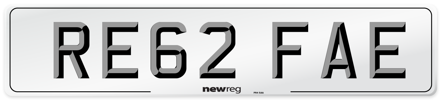 RE62 FAE Number Plate from New Reg